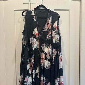 All Saints Black and White Floral Mini Dress